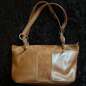 Fossil Brown Leather and Suede Tote Bag